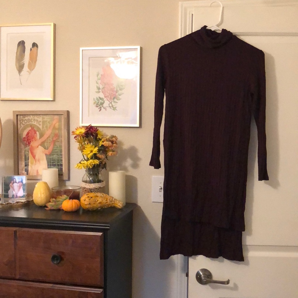 Burgundy turtleneck tunic